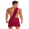 CHICTRY Men Ancient Rome Costume One Shoulder Harness Skirts Mr. Toga Outfits for Halloween Theme Party Burgundy 3X-Large view 4
