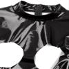 ACSUSS Womens Hollow Out Crotchless Jumpsuit Open Chest Long Sleeve Mock Neck Patent Leather Bodysuit Black X-Large view 2