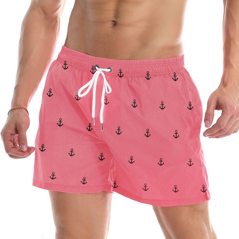 Lncropo Men's Swim Trunks Quick Dry Bathing Suits with Mesh Lining Swimwear Swim Shorts,A20-Pink,32