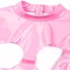 ACSUSS Womens Hollow Out Crotchless Jumpsuit Open Chest Long Sleeve Mock Neck Patent Leather Bodysuit Hot Pink Medium view 2