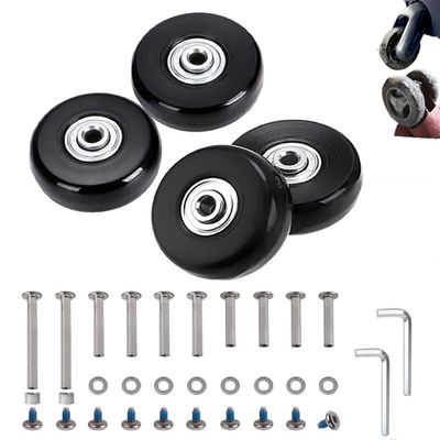 40mm Set of 4 Luggage Suitcase Replacement Wheels for Trolley Case Travel Bags Caster Inline Roller Skating Roller Swivel Rubber Rollers Bearings Casters Repair Kits with Axles 30mm&35mm&60mm
