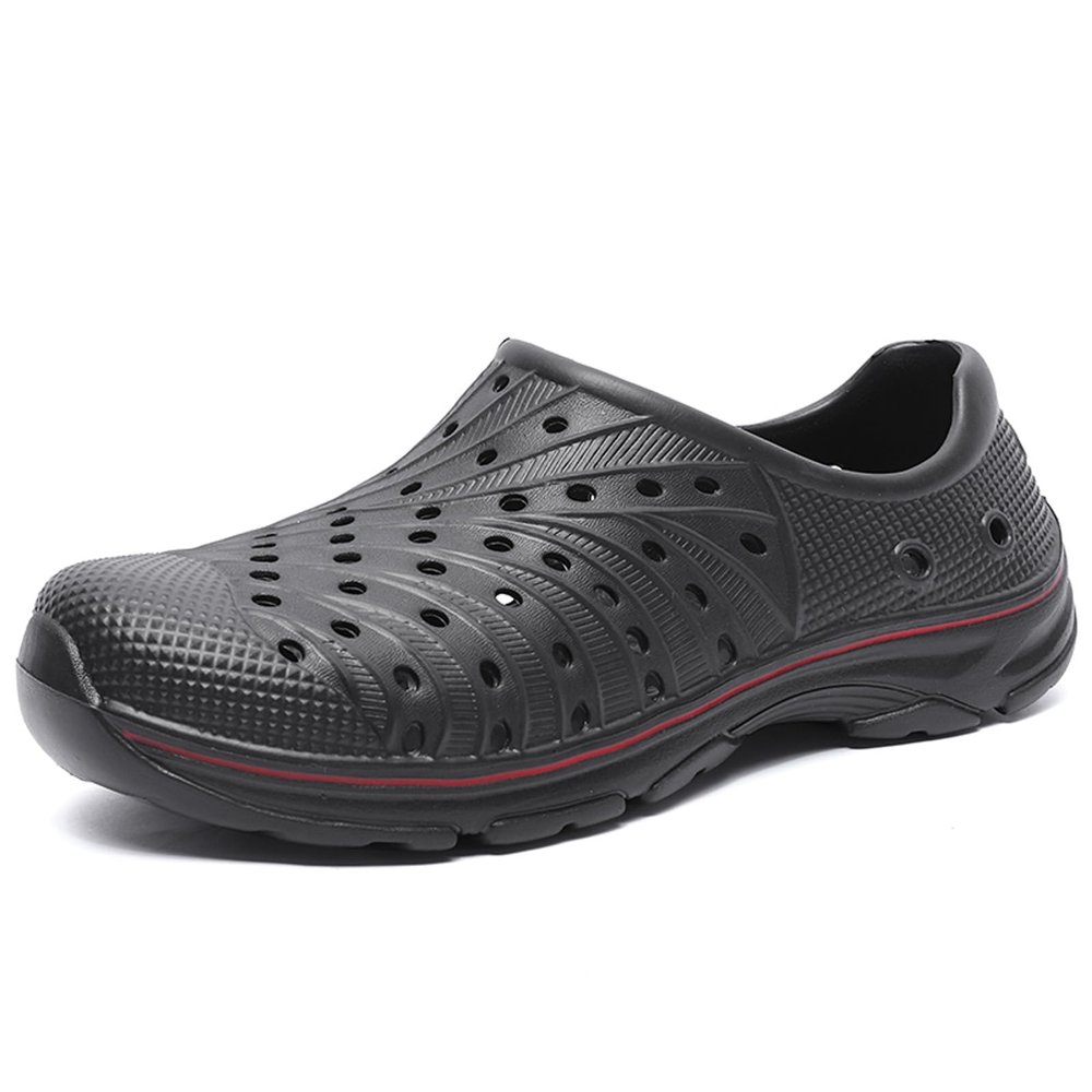 Mens Womens Garden Clogs Shoes Casual Slip on Sandals Quick Drying Slippers Summer Beach EVA Water Shoes Black 42