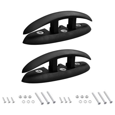 2 Pack 5" Folding Flip Up Cleats, Boat Marine Dock Cleat with Mouting Screws for Boat Mini Tugboat Yachts Black Nylon