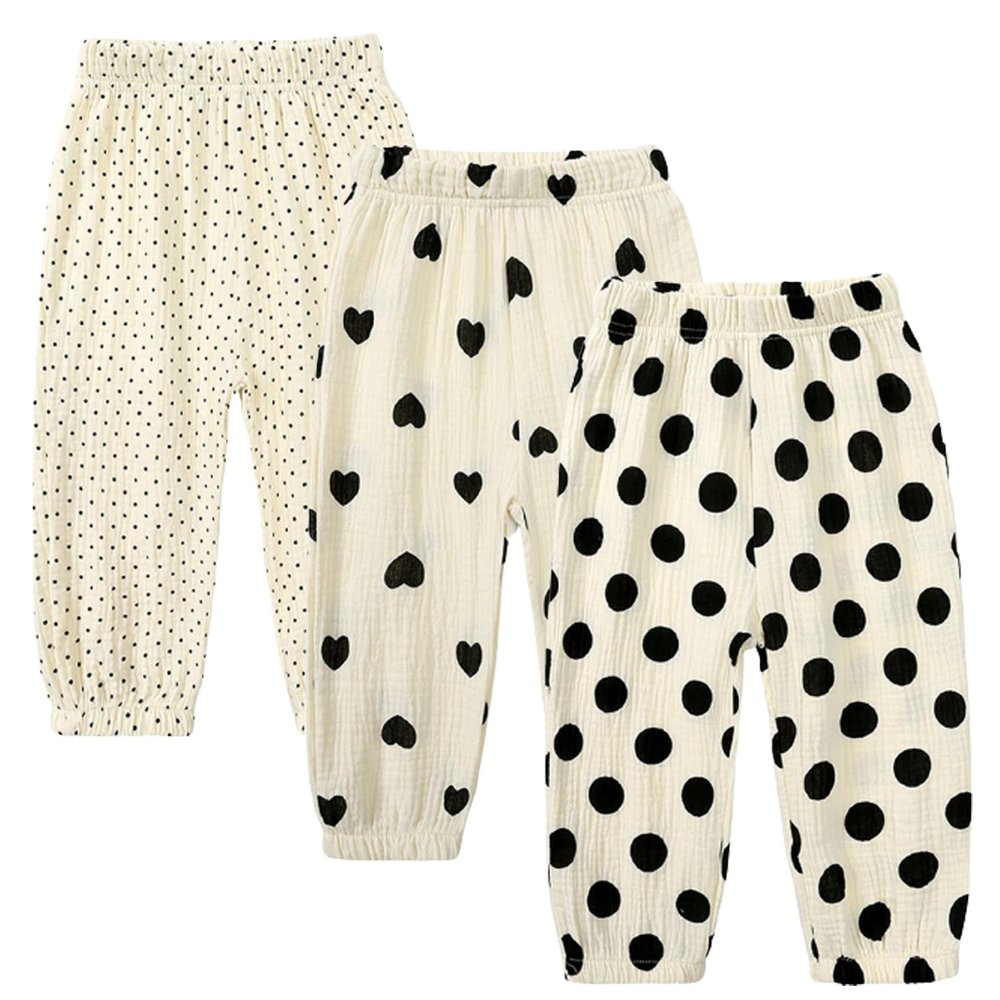 Toddler Cotton Linen Long Pants Kids Baby Girls Soft Floral Bloomers Summer Fall Harem Trousers Joggers Bottom (3 Pack C,4-5T,US,Age,4 Years,5 Years,Little Kid)