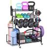 Gym rack for home gym,Weight Rack for Dumbbells,All in One Home Gym Storage Rack,Dumbbell Rack,Yoga Mat Storage Racks,4 Tier Fitness Equipment Storage Organizer,Wheels and Hooks view 1