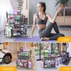 Gym rack for home gym,Weight Rack for Dumbbells,All in One Home Gym Storage Rack,Dumbbell Rack,Yoga Mat Storage Racks,4 Tier Fitness Equipment Storage Organizer,Wheels and Hooks view 3
