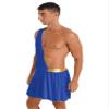 Alvivi Mens One Shoulder Strap Contrast Color Ruffle Skirt Theme Party Dress Role Play Costume Blue 3X-Large view 3