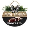 Ymaotrade Football Sign for Front Door, Faith Family Football Wood Wall or Door Hanger Football Season and Waiting for Football Season 12" view 1
