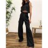 Women's Summer New Solid Color Sleeveless Undershirt Top Pants Europe and The United States Plus Size Suit for Women view 2
