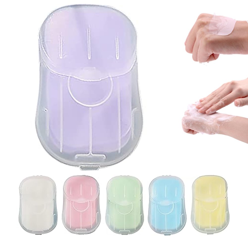 Nirelief Portable Paper Soap 6 Boxes/300 Sheets, Disposable Pp Housing Hand Washing Soap Flake Sheet for Outdoor Camping Hotel Travel Soap Flakes Soap Leaves Portable Soap