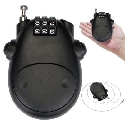 Nirelief Anti-Theft Portable Combination Lock, Cute Cow Design, Black, 3 Digit Password, Versatile, Durable, ABS Engineering Plastic