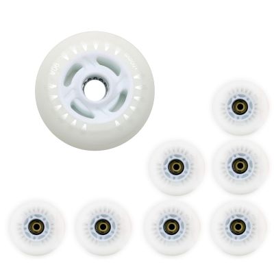 JHKJ 8-Pack 90A LED Light Up Wheels w/Bearings (for Any Product Using Inline Wheels) (Multiple Size and Color Options Available),White,80mm