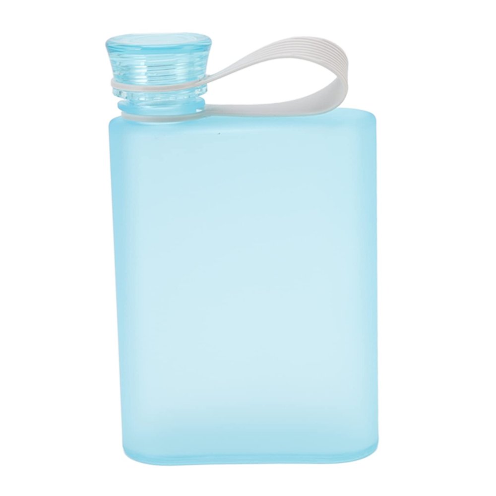 Gavigain Outdoor Flat Sports Water Bottle Plastic Leak-Proof Water Bottle Ultra Thin Flat Water Bottle Paper Drink Bottle Transparent Square Water Bottle Portable Water Bottle for Outdoor(Blue)