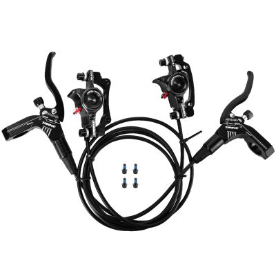 MirOdo Mountain Bike Bicycle Hydraulic Disc Brake Set Dual-Piston Scooter Disc Brake with Left Front 800mm Right Rear 1450mm Brake Hose Aluminum CNC Hydraulic Disc Brakes (Color : Black)