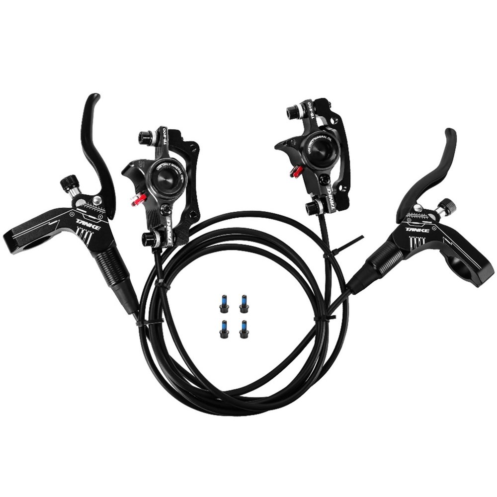 MirOdo Mountain Bike Bicycle Hydraulic Disc Brake Set Dual-Piston Scooter Disc Brake with Left Front 800mm Right Rear 1450mm Brake Hose Aluminum CNC Hydraulic Disc Brakes (Color : Black)