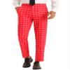 Lars Amadeus Red Plaid Pants for Men's Slim Fit Business Checked Printed Dress Trousers 36 Red view 1