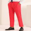 Lars Amadeus Red Plaid Pants for Men's Slim Fit Business Checked Printed Dress Trousers 36 Red view 2