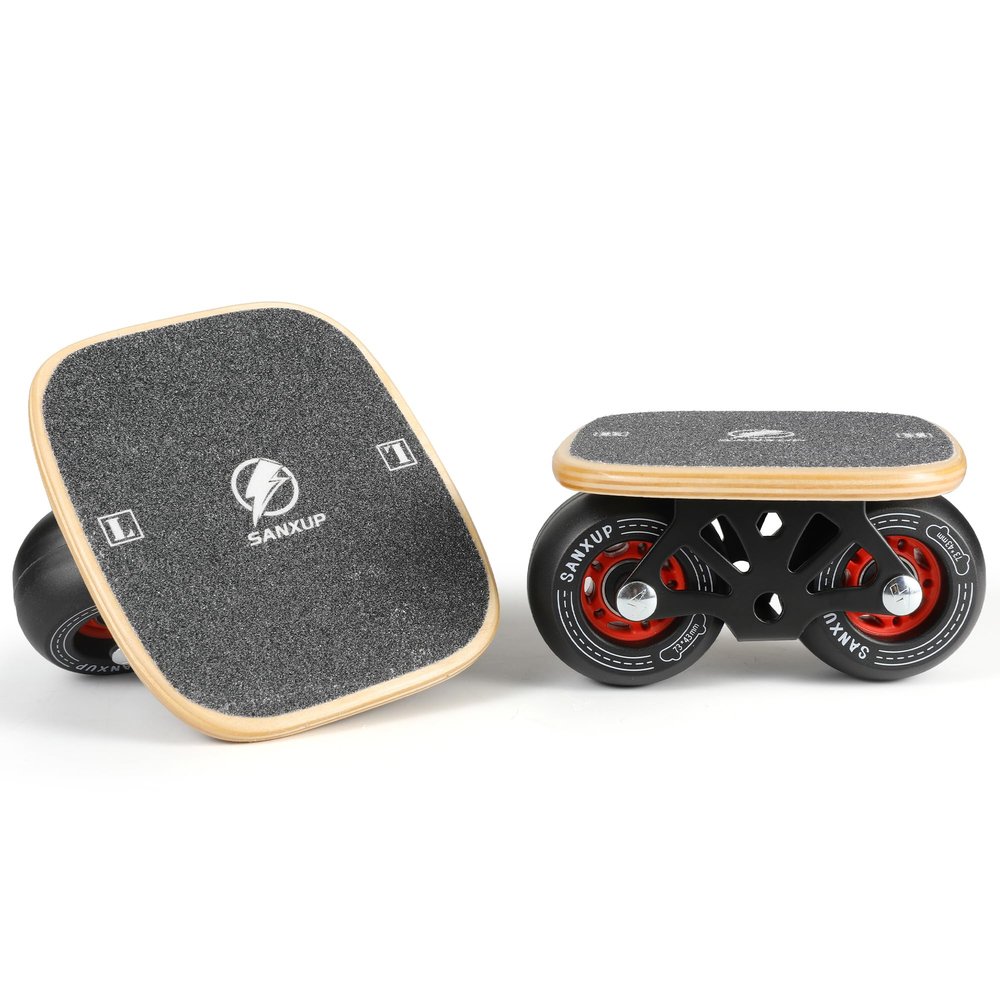 FreeSkates Portable Roller Road Drift Skates Plate, Maple Deck Anti-Skid Plate, Split Skateboard with PU Wheels, high-end Bearings(Black)