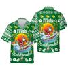 Mele Kalikimaka Santa Surfing Hawaiian Shirt Merry Christmas in July Summer Funny Hawaiian Shirt (Adult, XX-Large, Green) view 1