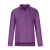 2023 Linen Tops for Women Loose Fit Ladies Summer Tops and Blouses 2023 Fashion Cotton Linen Shirts Collared Button Down Business Casual Work Blouse Purple S view 4