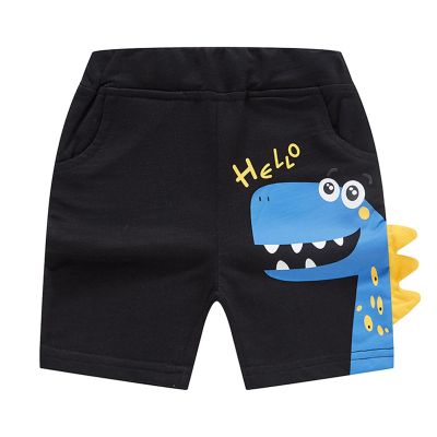 Cartoon Dinosaur Prints Shorts for Kids Toddler Boys Summer Thin Elastic Waist Pants Loose Fit Active Shorts (Black, 4-5 Years)