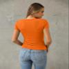 Abardsion Women's Casual Basic Going Out Crop Tops Slim Fit Short Sleeve Crew Neck Tight T Shirts 2026 (Orange, 2XL) view 4