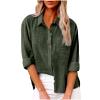 100% Linen Shirts for Women Ladies Summer Tops and Blouses 2023 Fashion Cotton Linen Shirts Collared Button Down Business Casual Work Blouse Army Green 4X view 1