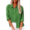 2023 Summer Tops for Women 2023 Casual Ladies Summer Tops and Blouses 2023 Fashion Cotton Linen Shirts Collared Button Down Business Casual Work Blouse Green 3X view 1