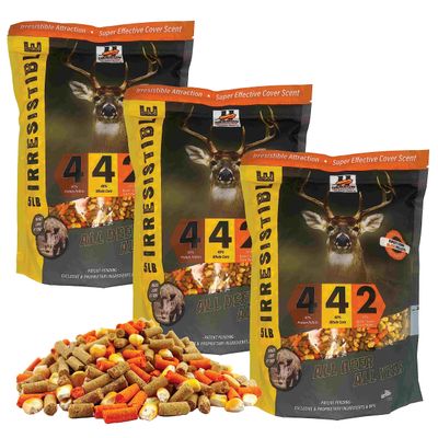 Herron Outdoors 4-4-2 Protein Pellets, Whole Corn & Blaze Orange- Deer Attractants for Whitetail Deer, and Feed Bait for All Hunters All Seasons- 5Ibs (3 Pack)