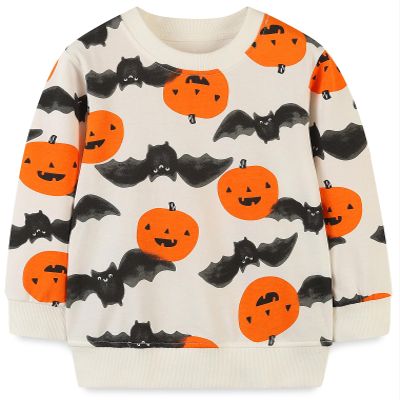 Hongshilian Unisex Kids Cute Cartoon Cotton Sweater Shirt(3T,Pumpkin&Beige)