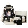 PIardi Cute backpack with accessories kawaii 5PCS Set Aesthetic backbags (Black) view 1