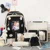 PIardi Cute backpack with accessories kawaii 5PCS Set Aesthetic backbags (Black) view 2