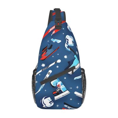 ZISHAK Ice Hockey Print Unisex Casual Diagonal Chest Bag,Multipurpose Crossbody Shoulder Bag Travel Hiking Daypack