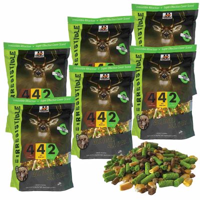 Herron Outdoors 4-4-2 Sweet Apple Protein Deer Feed, Deer Attractant with Whole Corn and Sweet Apple Protein Pellet, Nutritional Feed Enhancer for All Hunters All Seasons - 5lbs (6pack)