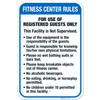 Fitness Center Rules Sign, 12x18 Inches, Rust Free .063 Aluminum, Fade Resistant, Made in USA by Sigo Signs view 1