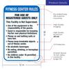 Fitness Center Rules Sign, 12x18 Inches, Rust Free .063 Aluminum, Fade Resistant, Made in USA by Sigo Signs view 3
