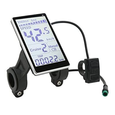 Asixxsix Electric LCD Display, Multifunction M5 LCD Display 24V 36V 48V 60V Computer with Speedometer Odometer for Electric Modification Accessories