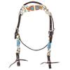 HILASON Western Wool Headstall Tack Grey & Off White | Head Stall view 1