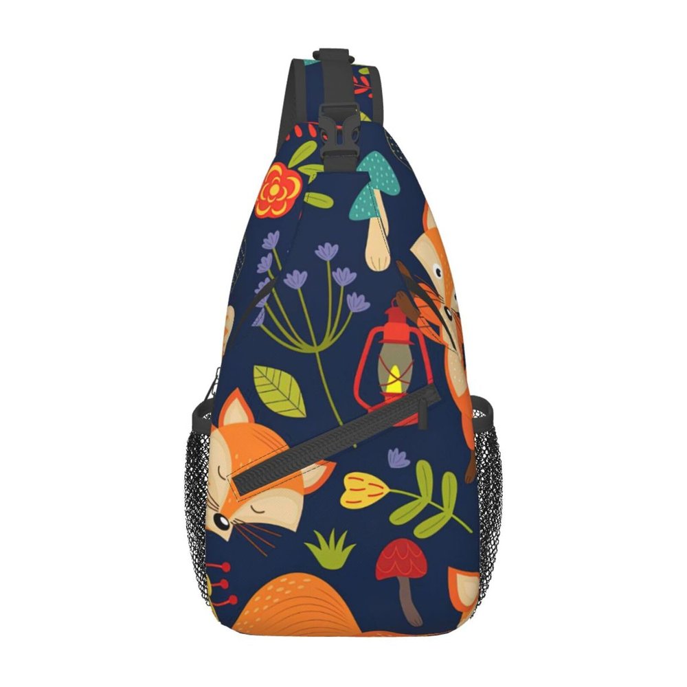 ZISHAK Cute Animal Fox Flower Unisex Casual Diagonal Chest Bag,Multipurpose Crossbody Shoulder Bag Travel Hiking Daypack