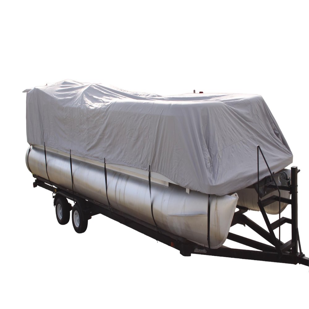 VORTEX Direct Boat Cover for Tracker Pontoon Boat Models BASS Buggy 16 Party Barge 17 BASS Buggy 16DLX Party Barge 16DLX (Grey)