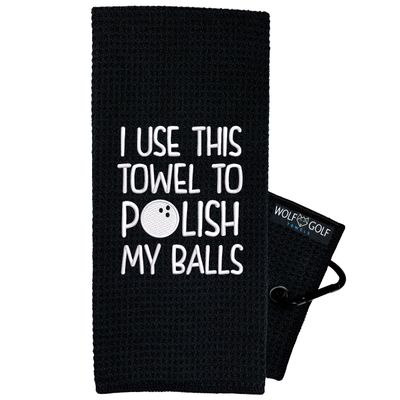 Wolf Golf Towels Bowling Accessories | I Use This Towel to Polish My Balls | Funny Bowling Towel | Bowling Gift