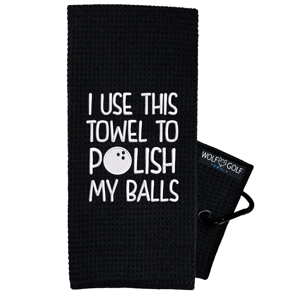 Wolf Golf Towels Bowling Accessories | I Use This Towel to Polish My Balls | Funny Bowling Towel | Bowling Gift