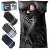 CAMPCONE Silky Sleeping Bag Liner Cold/Warm WeatherXL Travel Sheets for Hotel 85"52" Lightweight sleep sack with Zipper & Pillow Pocket-100% Polyester Adult Sleep Sack - Hotel Sleeping Bag. (Black) view 1