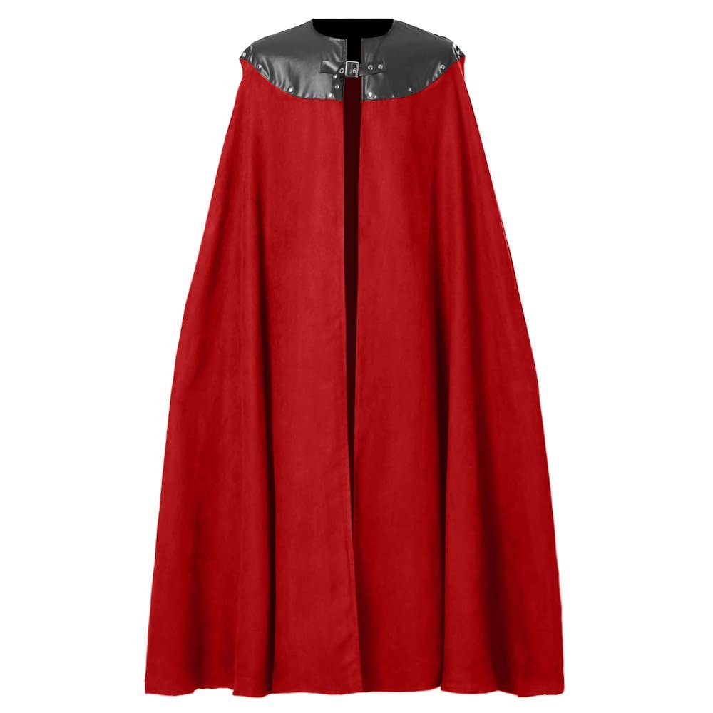 COSDREAMER Men Costume Cloak Witch Cloak Renaissance Medieval Cape (A red, XX-Large)