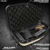 CASEMATIX Locking Pistol Case Fits Small to Large 9mm Pistols, Extra Clips and Attachments- Portable EVA Gun Rug Handgun Case with Foam, Snap In Zippers, Water Resistant, Shoulder Strap- Desert Tan view 2