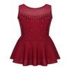 Alvivi Kids Girls Rhinestone Dance Dresses Sleeveless Ballet Figure Ice Skating Outfit Gym Skirted Leotard Burgundy 8 Years view 1