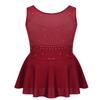 Alvivi Kids Girls Rhinestone Dance Dresses Sleeveless Ballet Figure Ice Skating Outfit Gym Skirted Leotard Burgundy 8 Years view 2