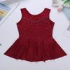 Alvivi Kids Girls Rhinestone Dance Dresses Sleeveless Ballet Figure Ice Skating Outfit Gym Skirted Leotard Burgundy 8 Years view 3