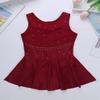 Alvivi Kids Girls Rhinestone Dance Dresses Sleeveless Ballet Figure Ice Skating Outfit Gym Skirted Leotard Burgundy 8 Years view 4