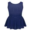 Alvivi Kids Girls Rhinestone Dance Dresses Sleeveless Ballet Figure Ice Skating Outfit Gym Skirted Leotard Navy Blue 14 Years view 2